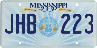 MS license plate JHB223