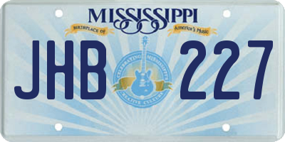 MS license plate JHB227