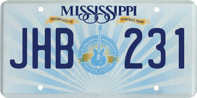 MS license plate JHB231