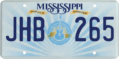 MS license plate JHB265
