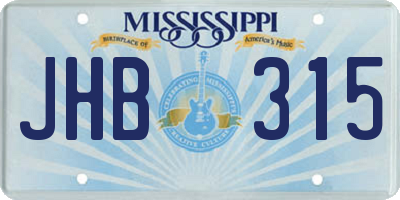 MS license plate JHB315