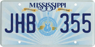 MS license plate JHB355