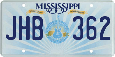 MS license plate JHB362