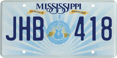 MS license plate JHB418
