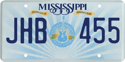 MS license plate JHB455