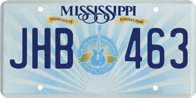 MS license plate JHB463
