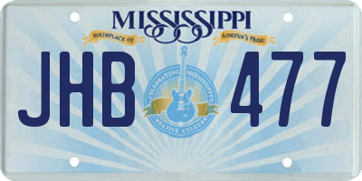 MS license plate JHB477
