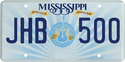 MS license plate JHB500
