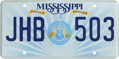 MS license plate JHB503