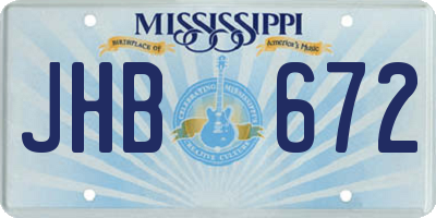 MS license plate JHB672
