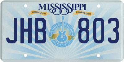 MS license plate JHB803