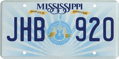 MS license plate JHB920