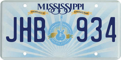 MS license plate JHB934