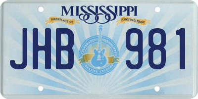 MS license plate JHB981