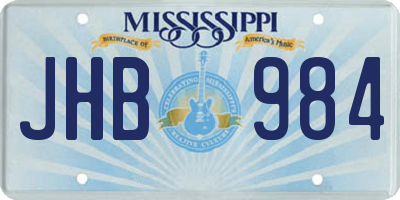 MS license plate JHB984