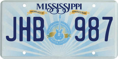 MS license plate JHB987