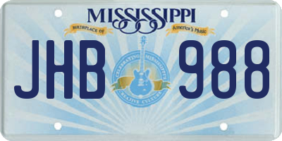 MS license plate JHB988
