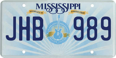 MS license plate JHB989