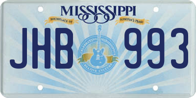 MS license plate JHB993