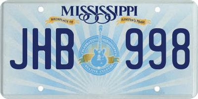 MS license plate JHB998
