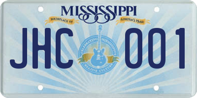 MS license plate JHC001