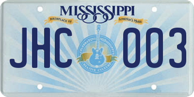 MS license plate JHC003