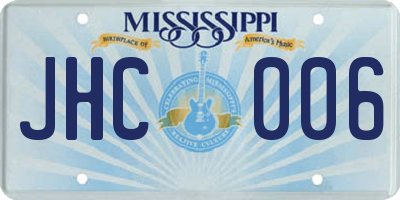 MS license plate JHC006