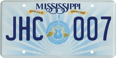 MS license plate JHC007