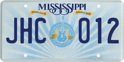 MS license plate JHC012