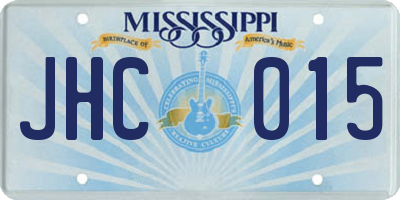 MS license plate JHC015