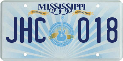 MS license plate JHC018