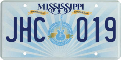 MS license plate JHC019