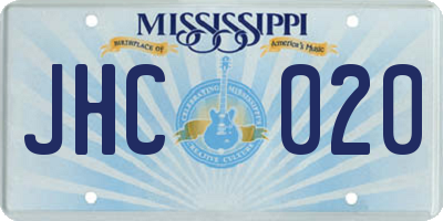 MS license plate JHC020