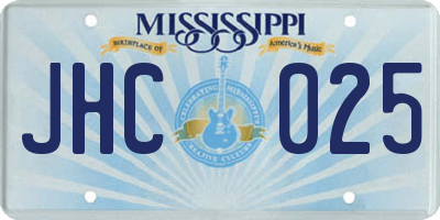 MS license plate JHC025