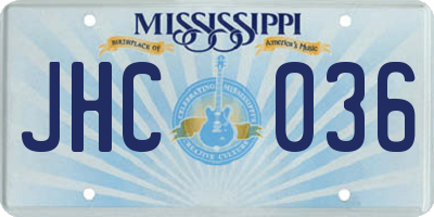 MS license plate JHC036