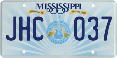 MS license plate JHC037