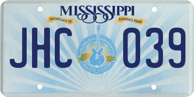 MS license plate JHC039