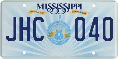 MS license plate JHC040