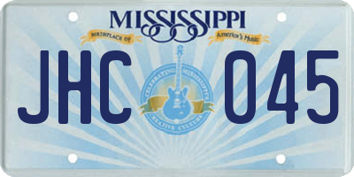 MS license plate JHC045