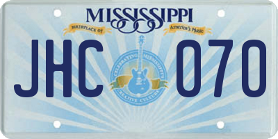 MS license plate JHC070