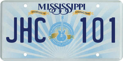 MS license plate JHC101