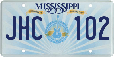 MS license plate JHC102