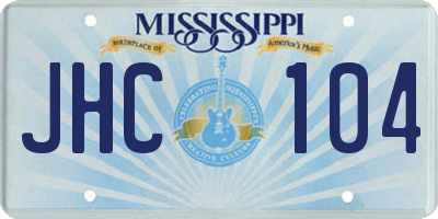 MS license plate JHC104