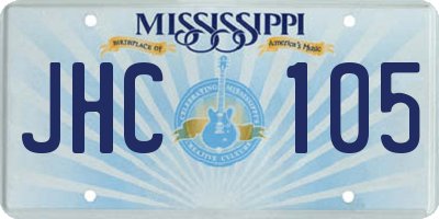MS license plate JHC105