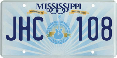 MS license plate JHC108