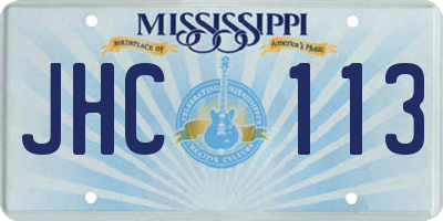 MS license plate JHC113