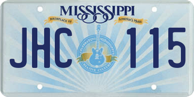 MS license plate JHC115