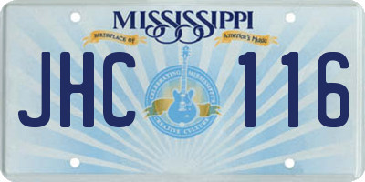 MS license plate JHC116