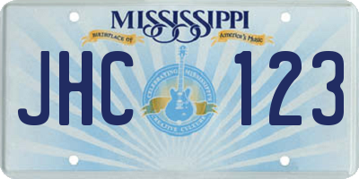 MS license plate JHC123