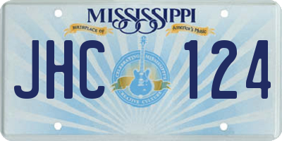 MS license plate JHC124